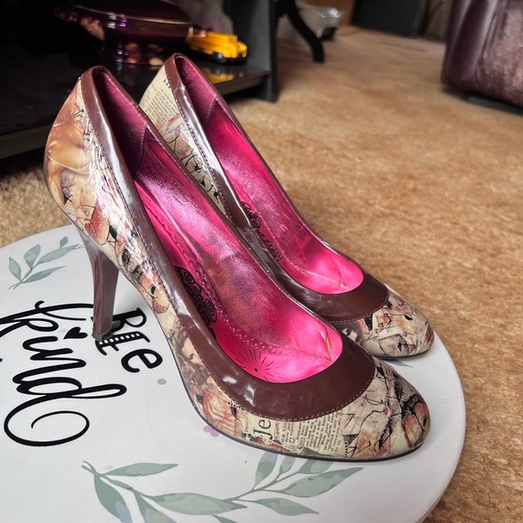 Naughty Monkey Womens Headliner Print Pumps Stiletto High Heels Round Toe. - Picture 4 of 17